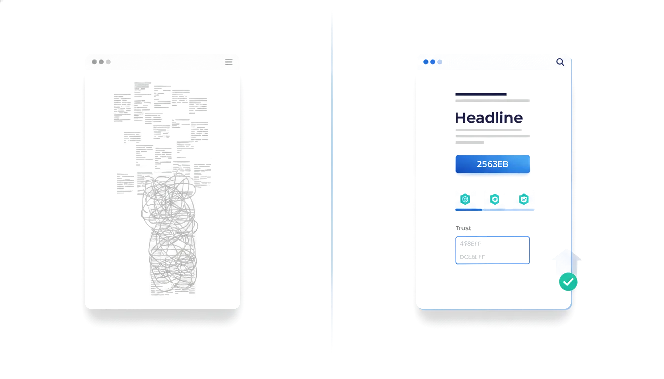 Before and after conversion architecture redesign comparison